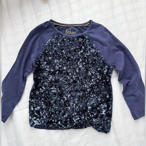 Mini Boden Sequin Log Sleeve Tshirt Top Size 5-6